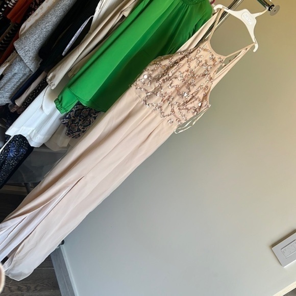 Aidan Mattox cream sequin size 0 dress women’s Juniors spring prom dress w/ bra - Picture 1 of 6